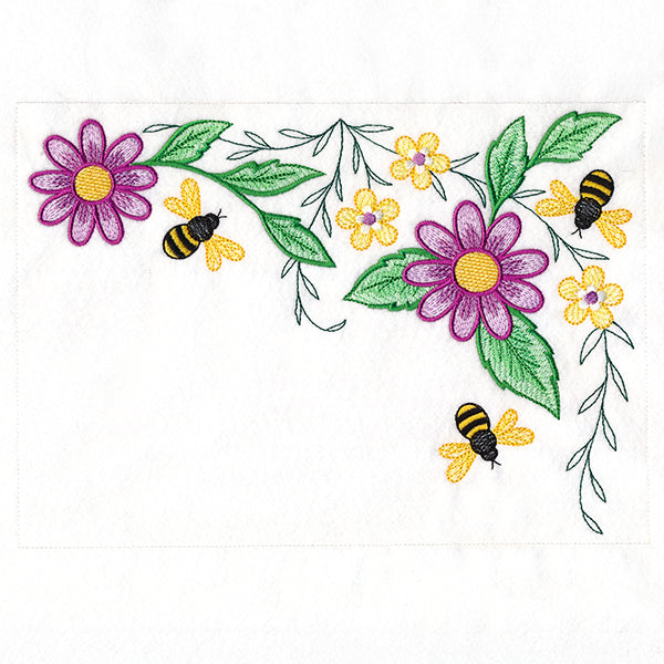 Garden Bees Placemat Corner - Top Right