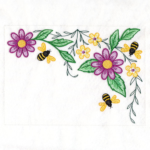 Garden Bees Placemat Corner - Top Right