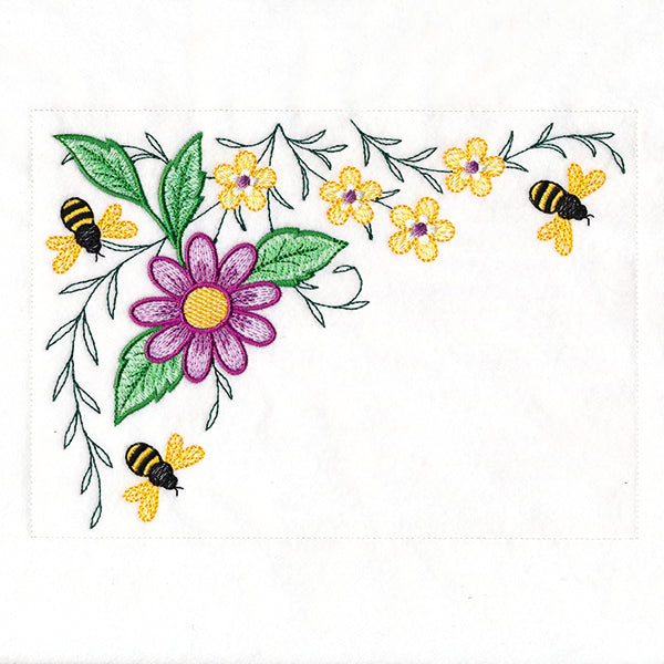 Garden Bees Placemat Corner - Top Left