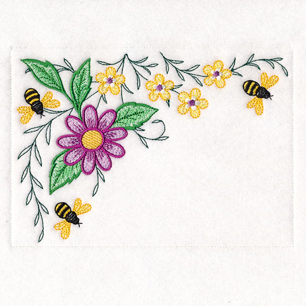 Garden Bees Placemat Corner - Top Left