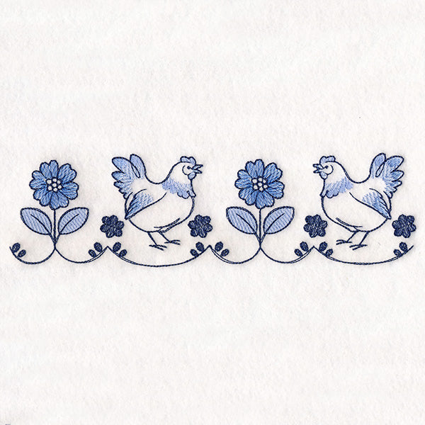 Delicate Delft Blue Border- Chicken