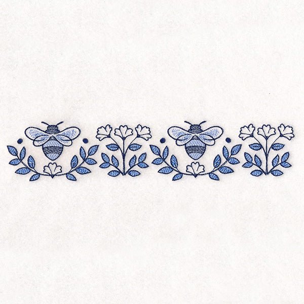 Delicate Delft Blue Border - Bee