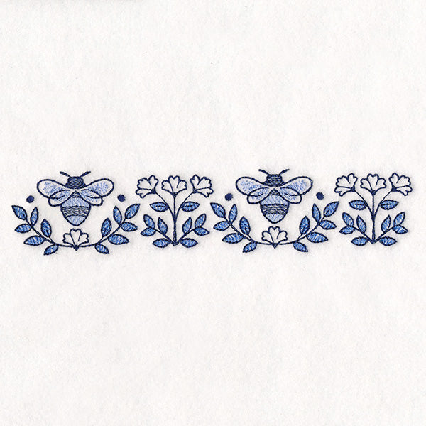 Delicate Delft Blue Border - Bee