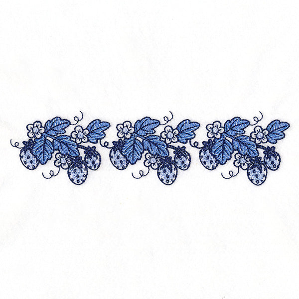 Delicate Delft Blue Border - Strawberry