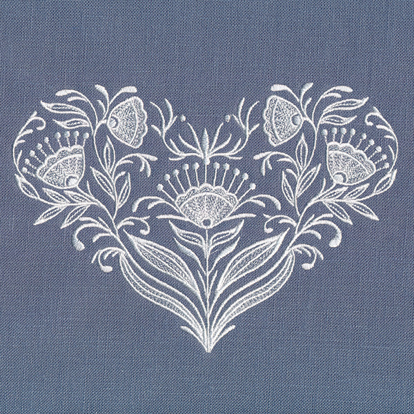 Exquisite Whitework Heart