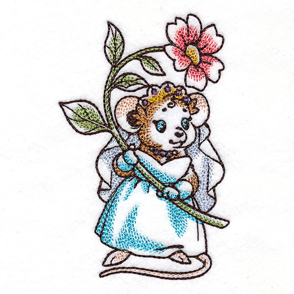 Wedding Mice With flowers - Bride