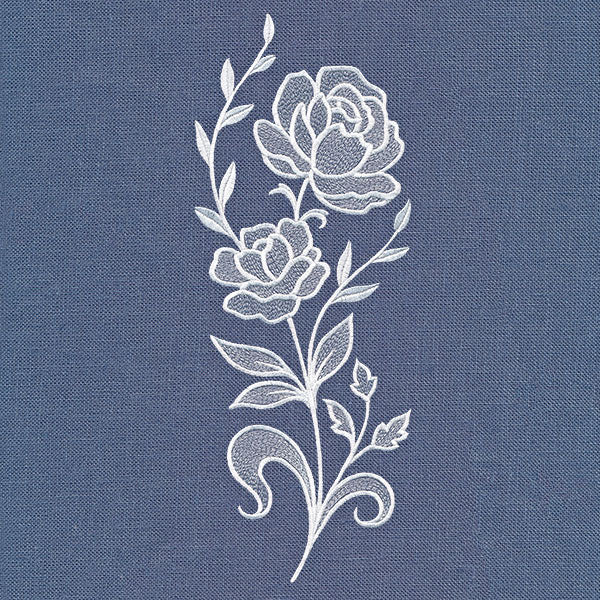 Classic Blooms Tall Border 3 (Whitework)