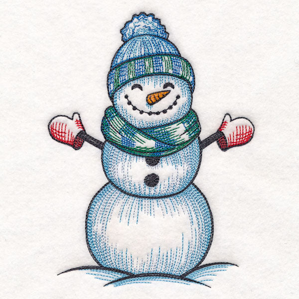 Sweet Snowman Etching with Mittens