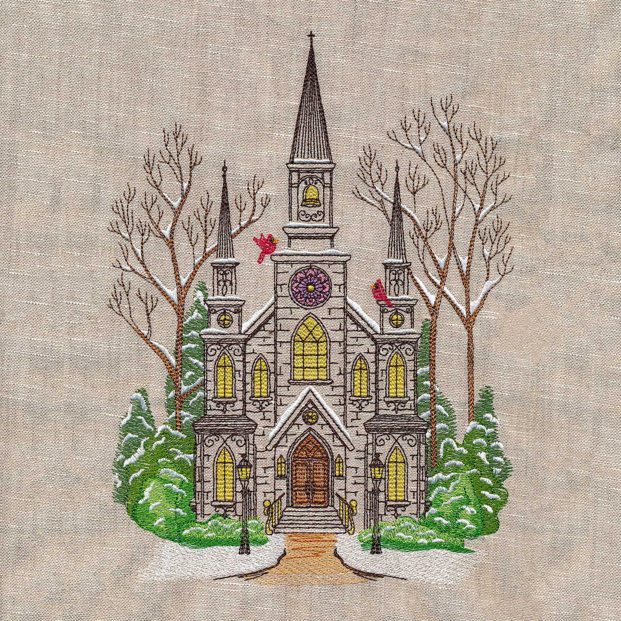 Classic Winter Church Scene