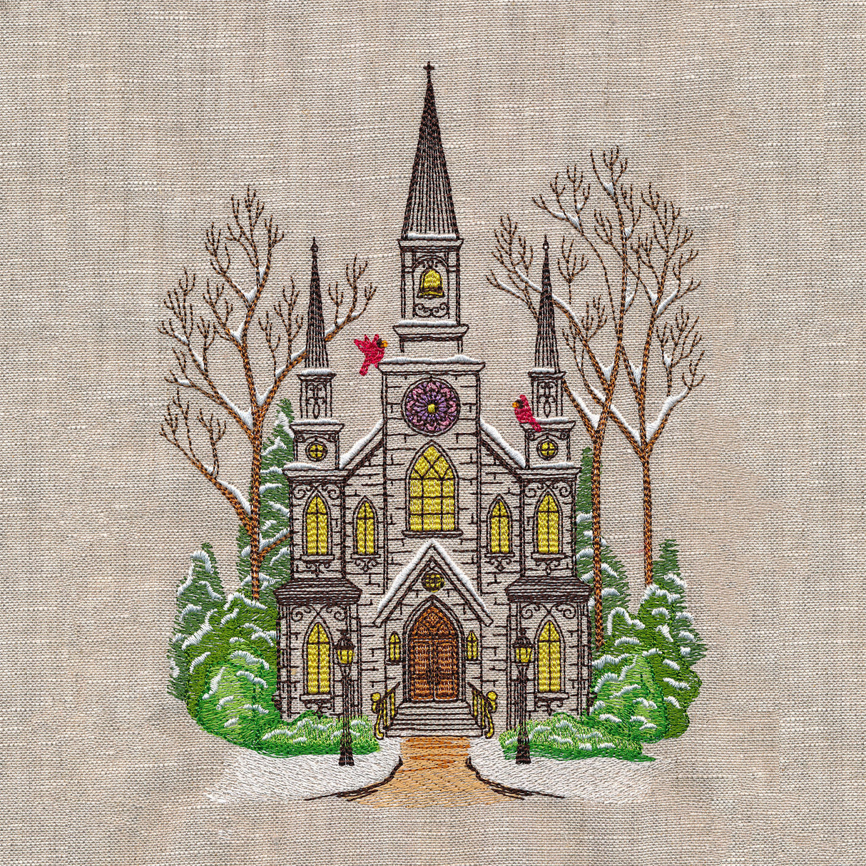 Classic Winter Church Scene