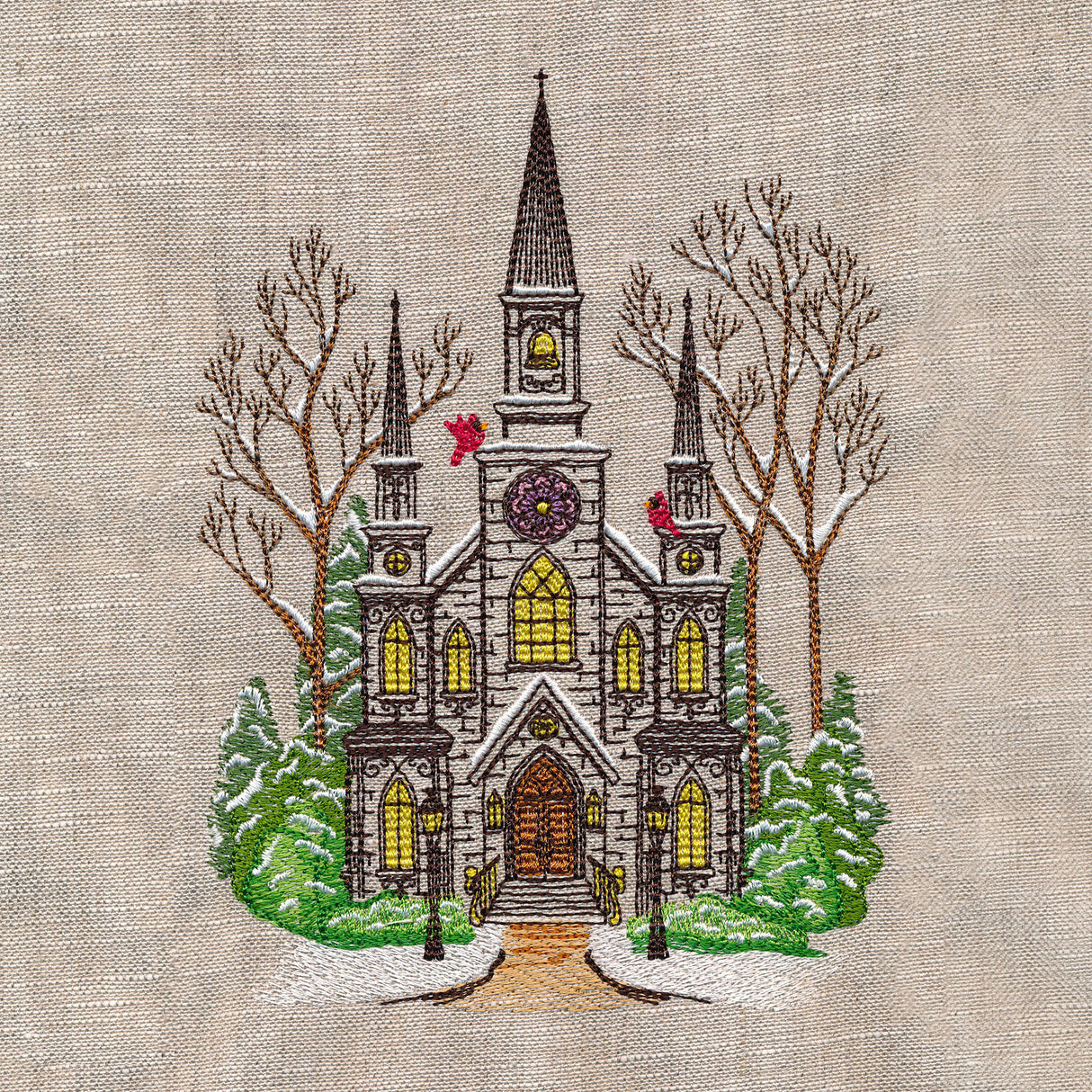 Classic Winter Church Scene