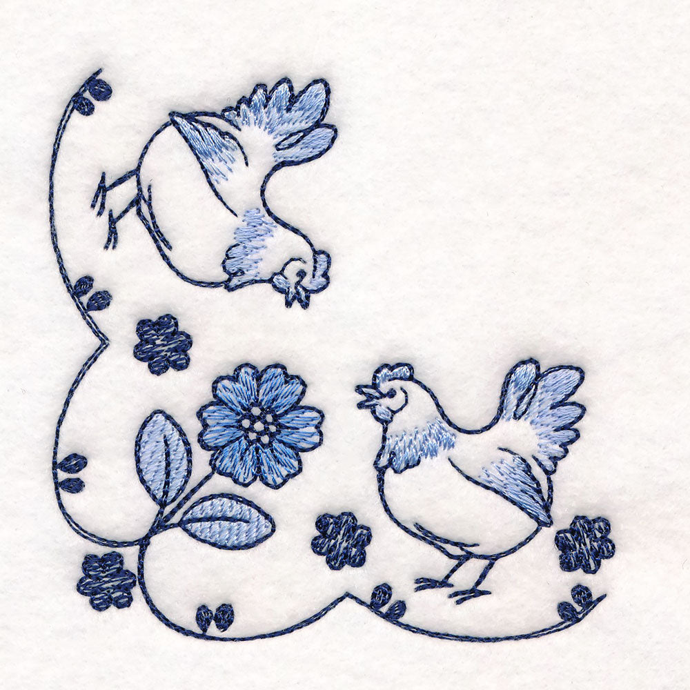 Delicate Delft Blue Corner - Chicken