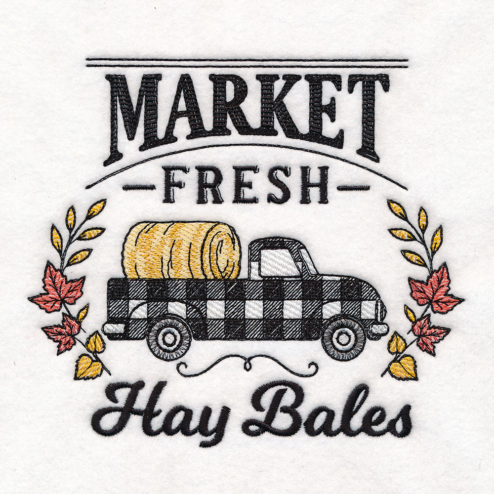 Fresh Market Autumn Retro Truck - Hay bale