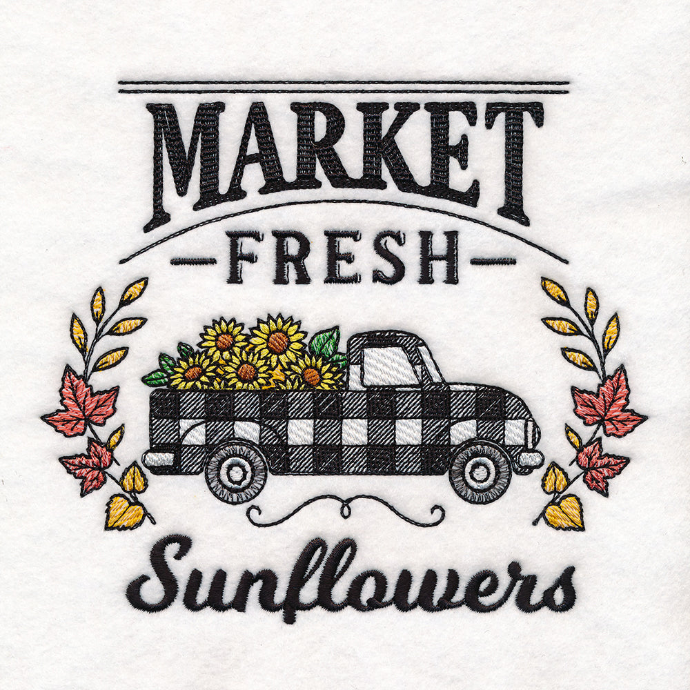 Fresh Market Autumn Retro Truck - Sunflowers