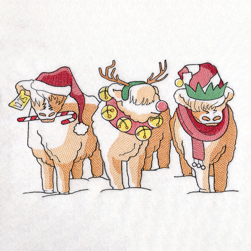 Christmas Highland Cows Trio