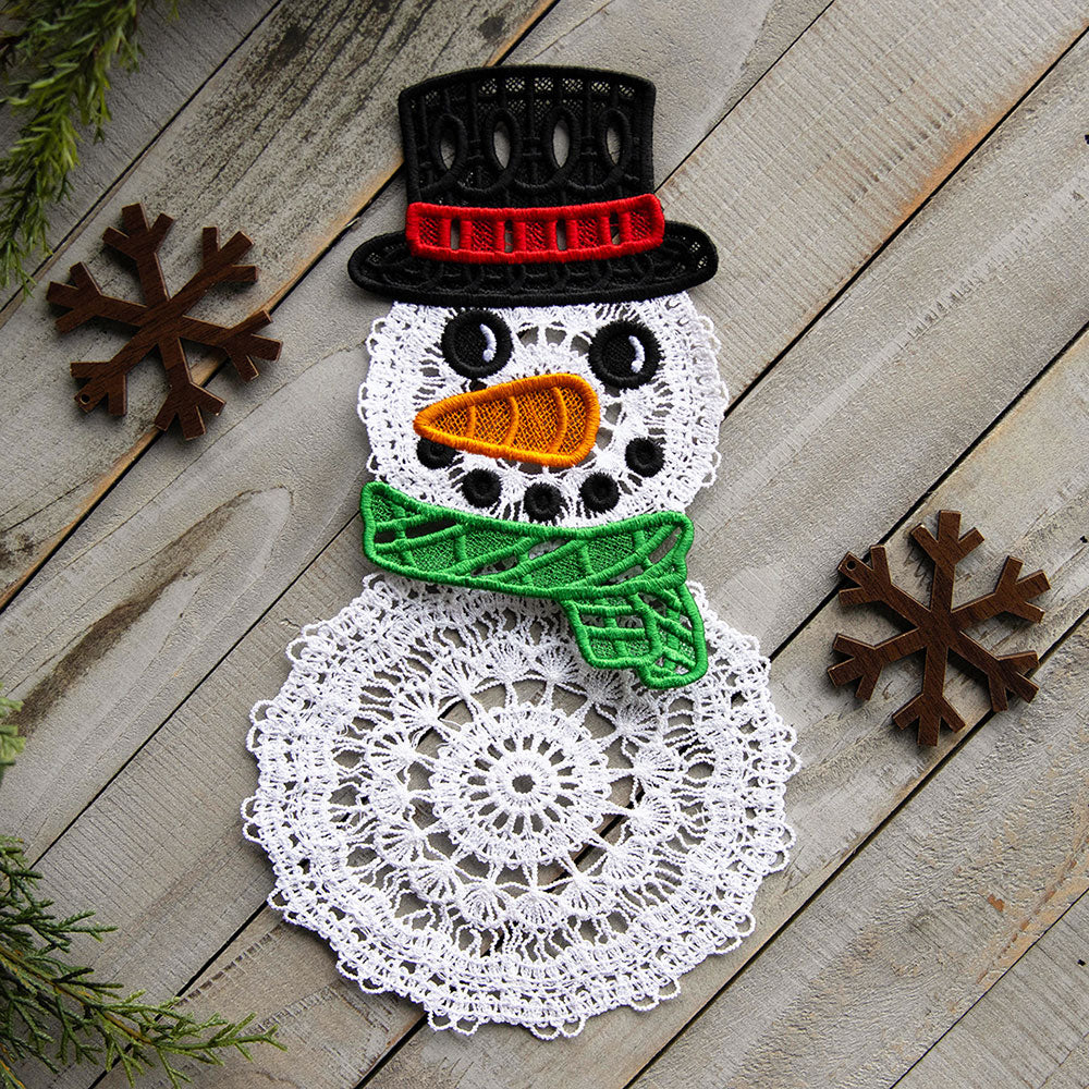 Winter Snowman Doily (Battenburg Lace)