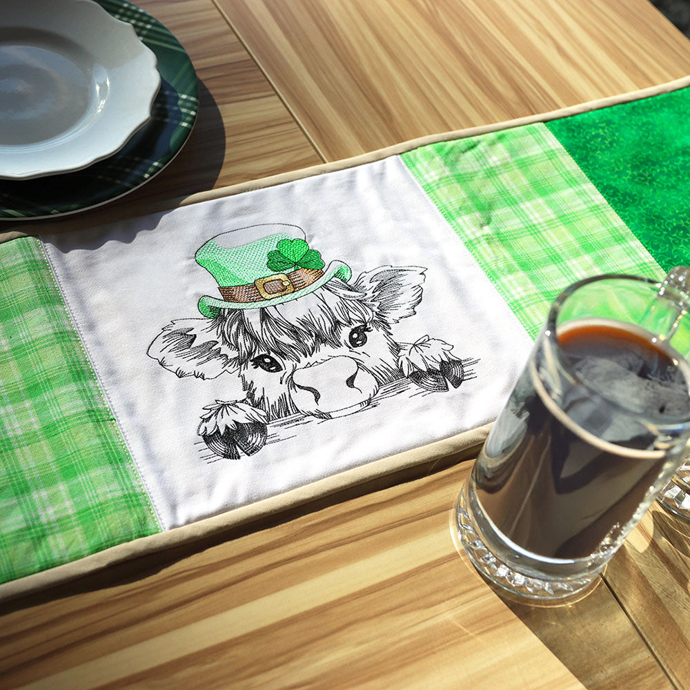Peeking St. Patrick's Day Highland Cow Sketch