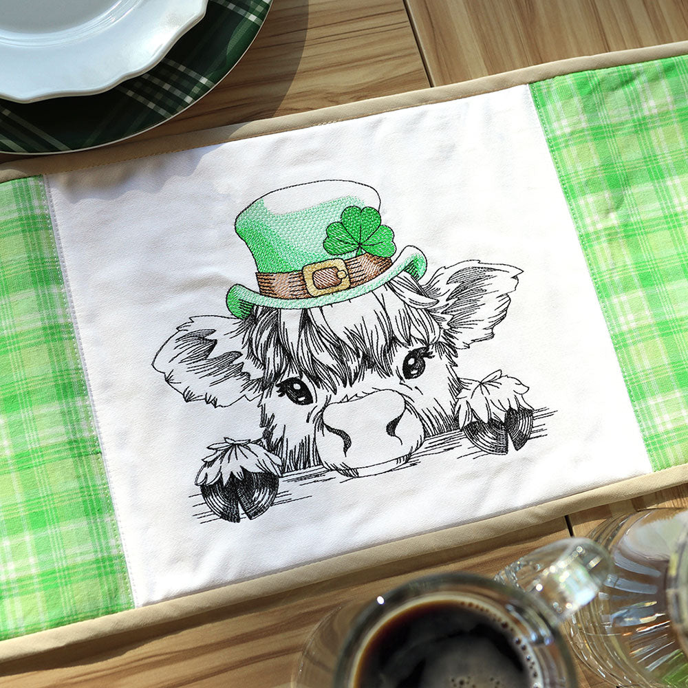 Peeking St. Patrick's Day Highland Cow Sketch