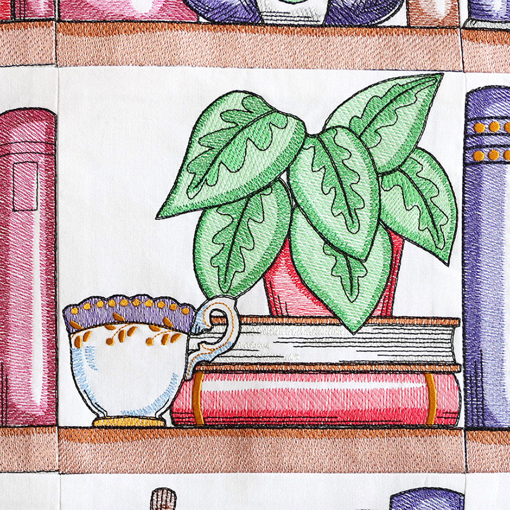 Build a Crafty Bookshelf Quilt - Plant and Teacup