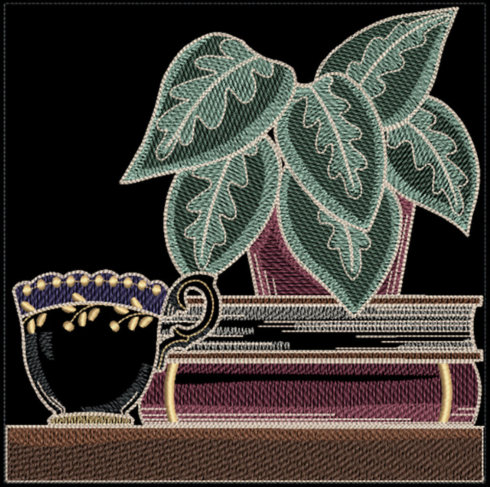 Build a Crafty Bookshelf Quilt - Plant and Teacup