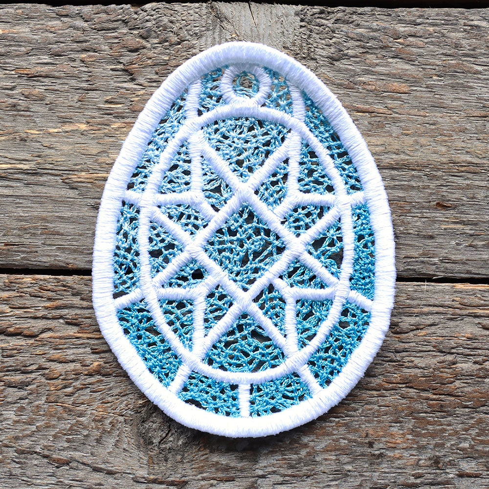 Spring Quilt Star Easter Egg Ornament (Lace)