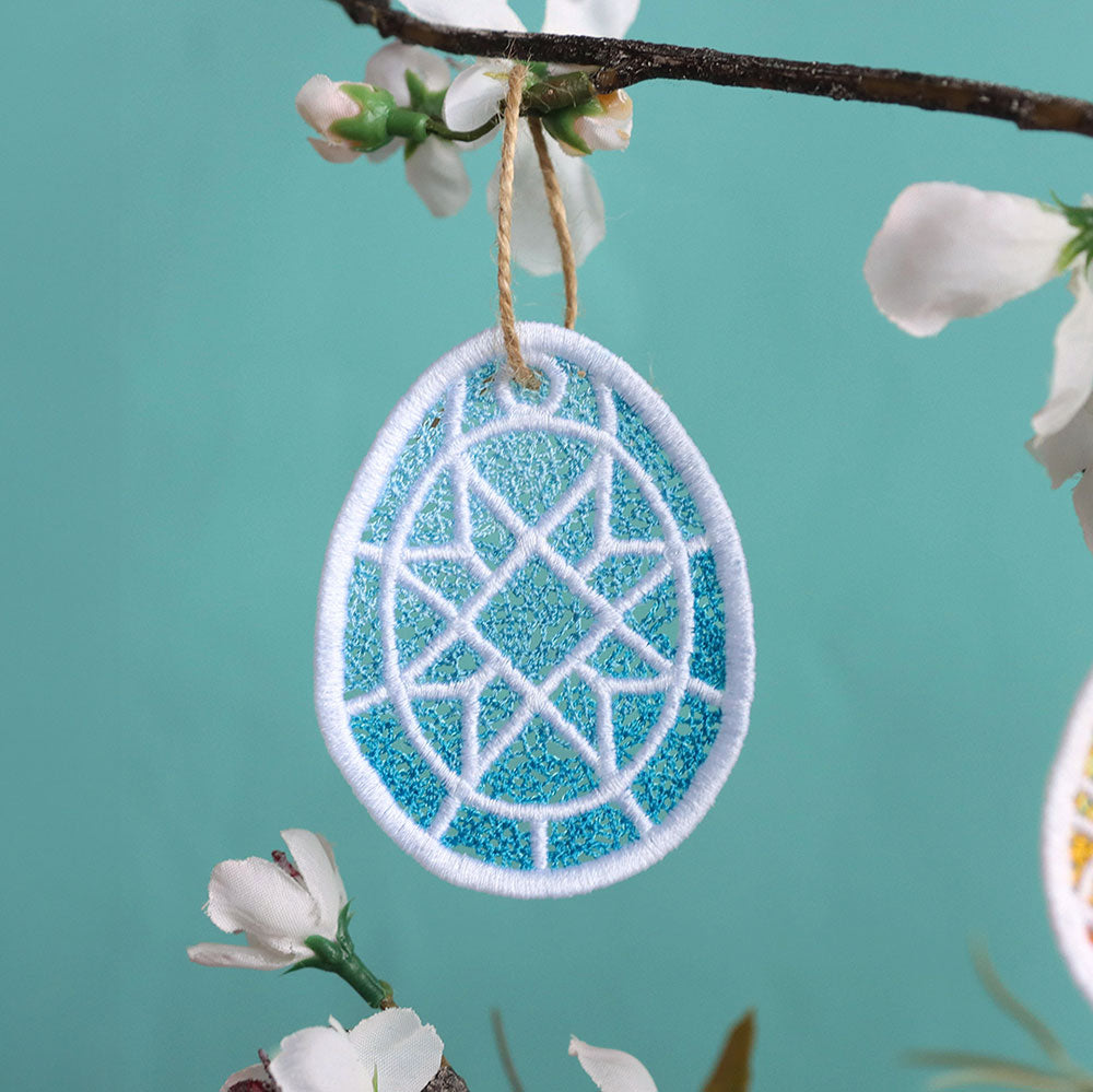 Spring Quilt Star Easter Egg Ornament (Lace)