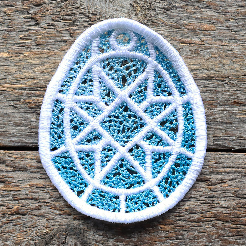 Spring Quilt Star Easter Egg Ornament (Lace)
