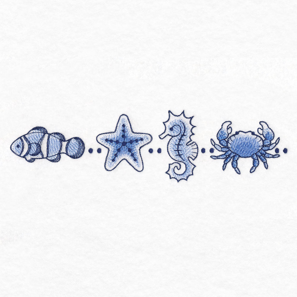 Delft Blue Seaside Border - Sea Creatures