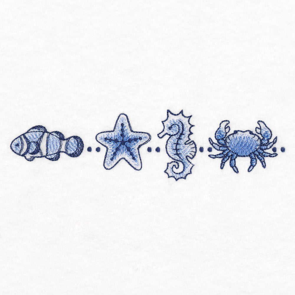 Delft Blue Seaside Border - Sea Creatures