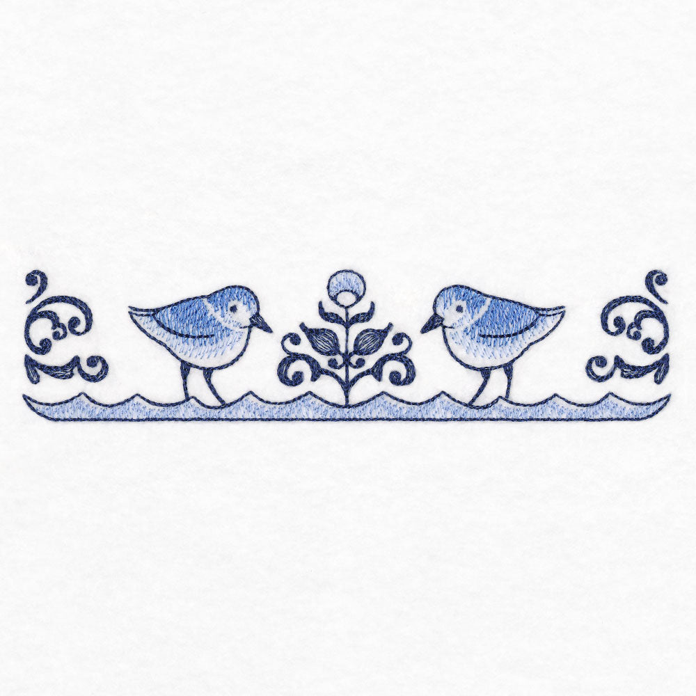 Delft Blue Seaside Border - Shorebirds
