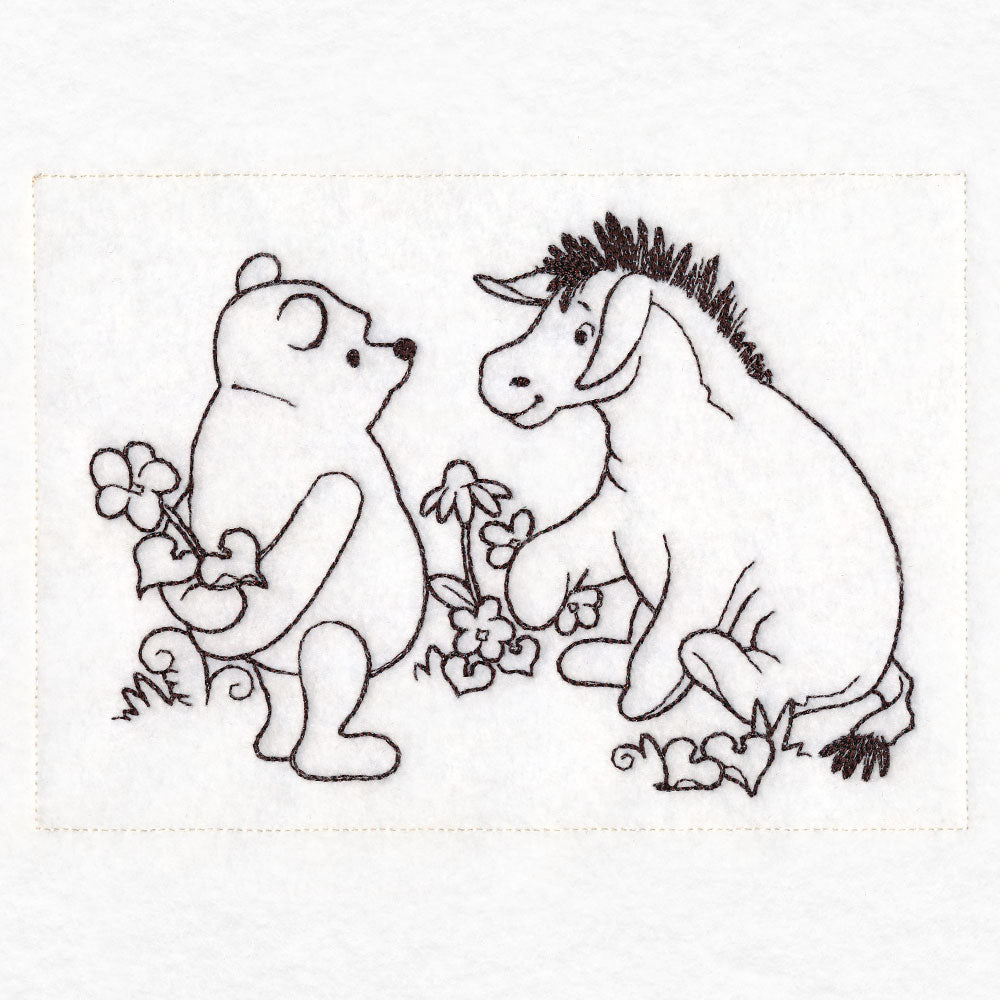Pooh Bear Flowers Sketch
