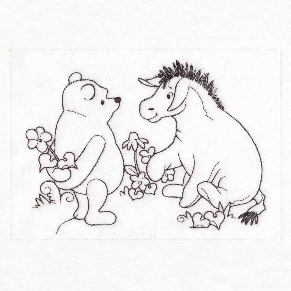 Pooh Bear Flowers Sketch