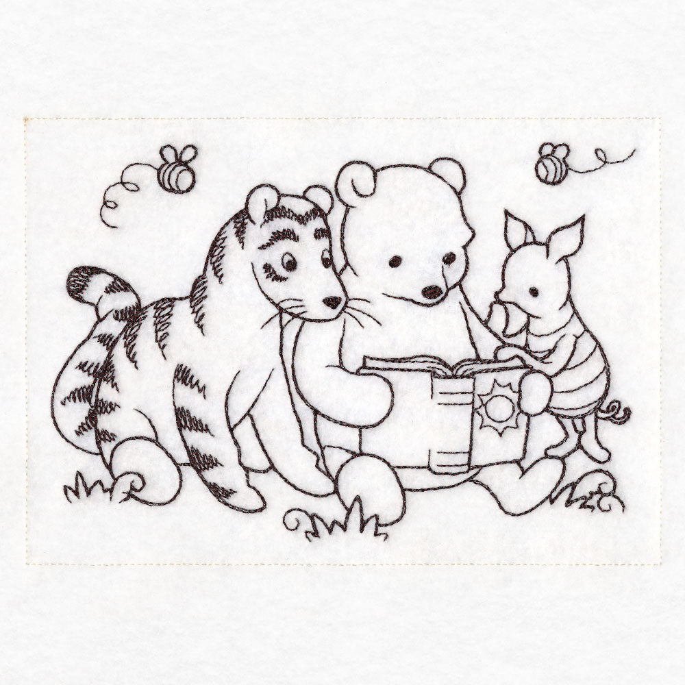 Pooh Bear Reading Sketch