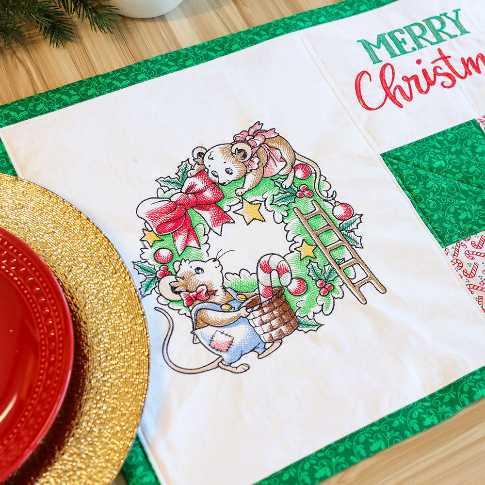 Storybook Christmas Wreath Mice