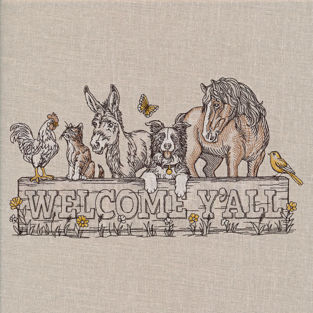 Welcome Y'all Farm Animals Sign