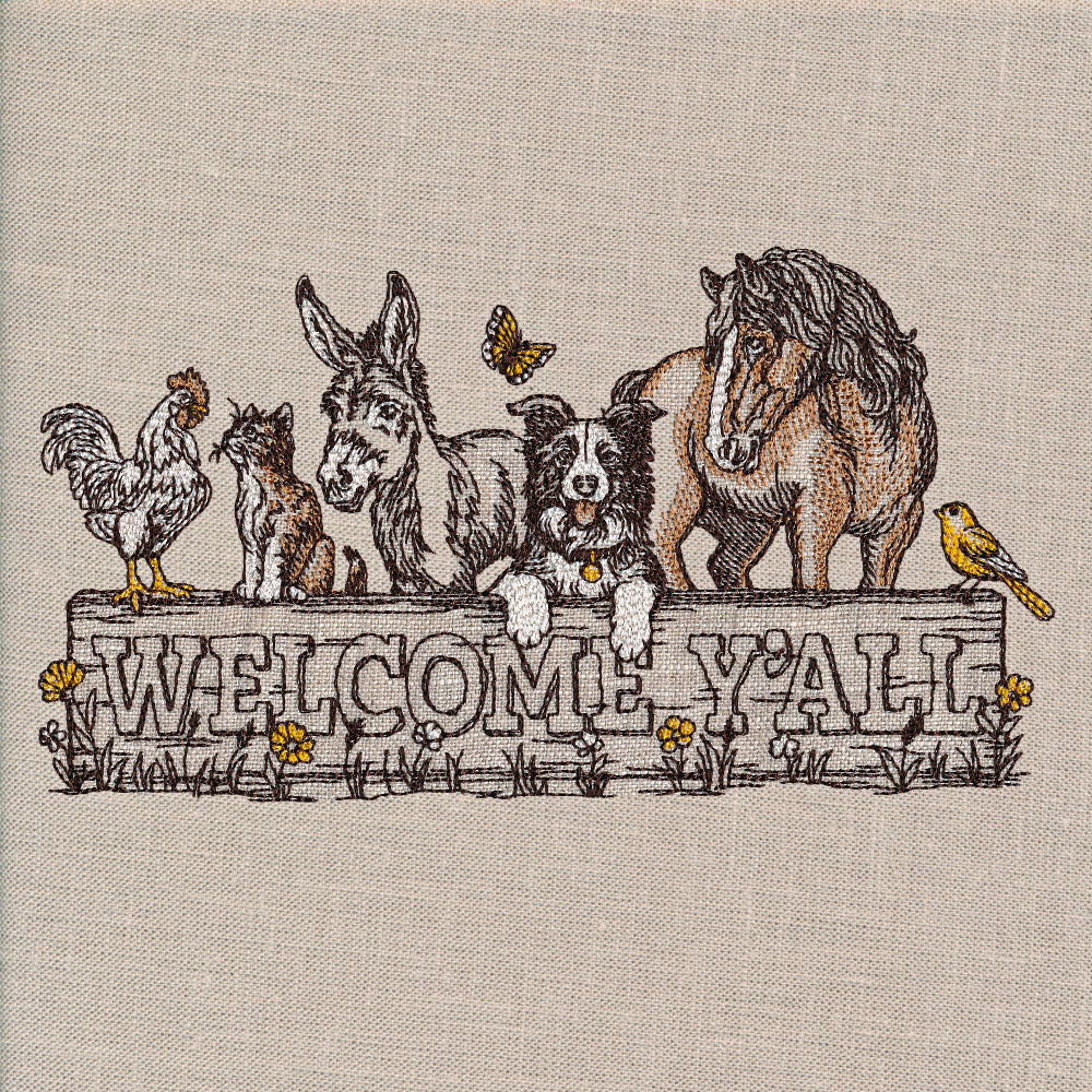 Welcome Y'all Farm Animals Sign