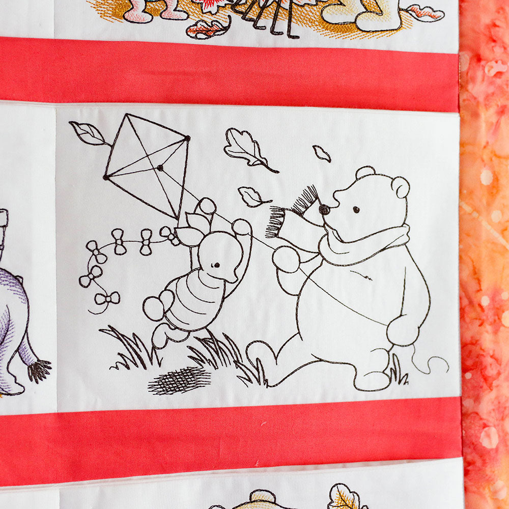 Pooh Bear and Friends in Fall - Flying Kite