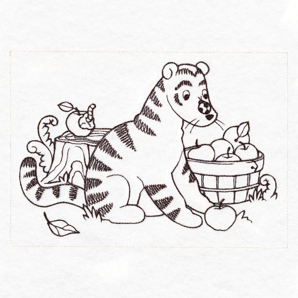 Pooh Bear and Friends in Fall - Apple Basket