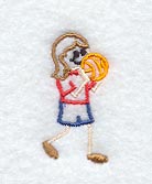 Stick Figures Girl with Basketball