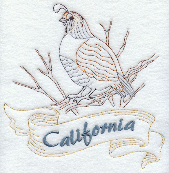 California - Quail (Redwork)