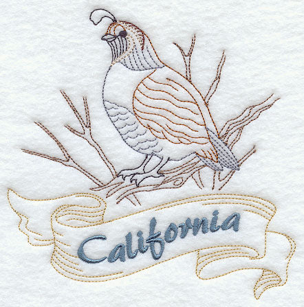 California - Quail (Redwork)