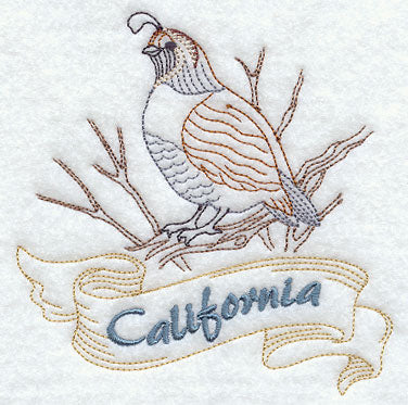 California - Quail (Redwork)