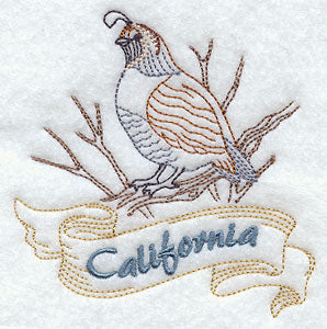 California - Quail (Redwork)