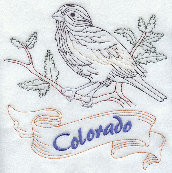 Colorado - Lark Bunting (Redwork)