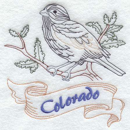 Colorado - Lark Bunting (Redwork)