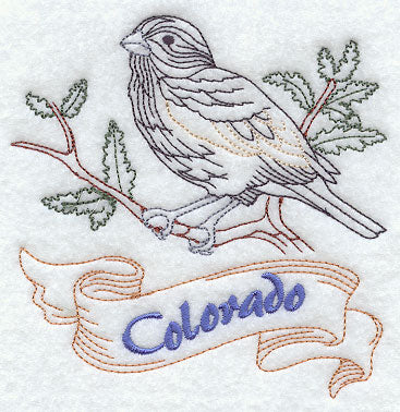 Colorado - Lark Bunting (Redwork)