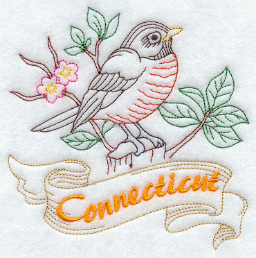 Connecticut - Robin (Redwork)