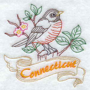 Connecticut - Robin (Redwork)