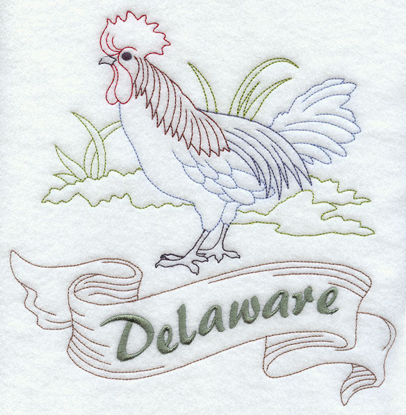 Delaware - Blue Hen Chicken (Redwork)