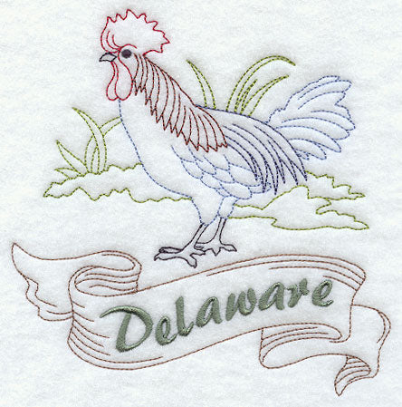 Delaware - Blue Hen Chicken (Redwork)